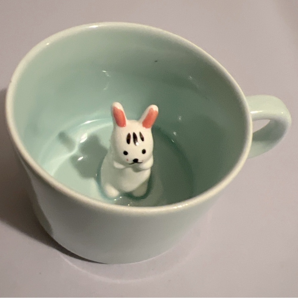 3D Cute Surprise Easter Bunny Rabbit ZaH Peekaboo Ceramic Green Mug